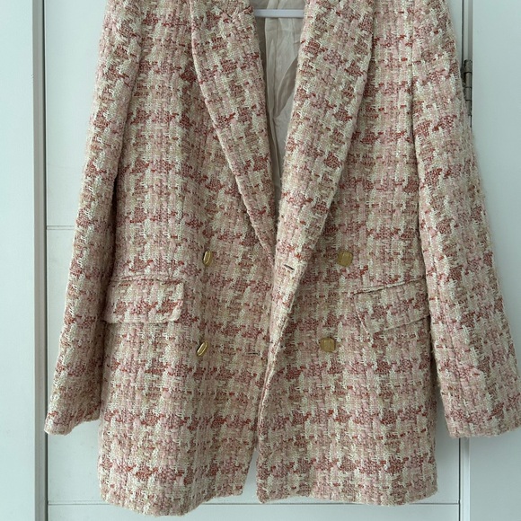 Zara Tweed Blazer in Pink and Cream - Picture 5 of 5